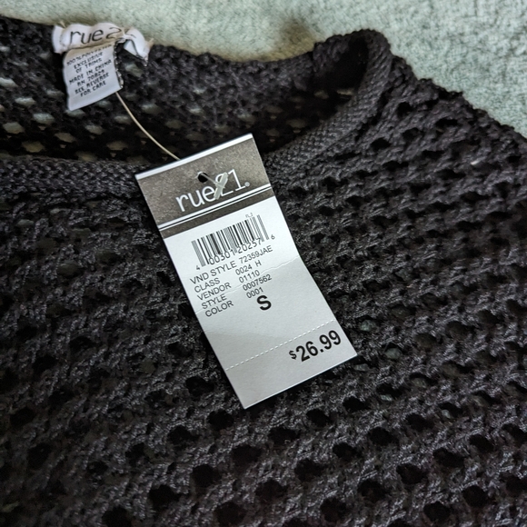 Rue21 Black Star Print Cropped Sweater 90s Vibe - Picture 4 of 7